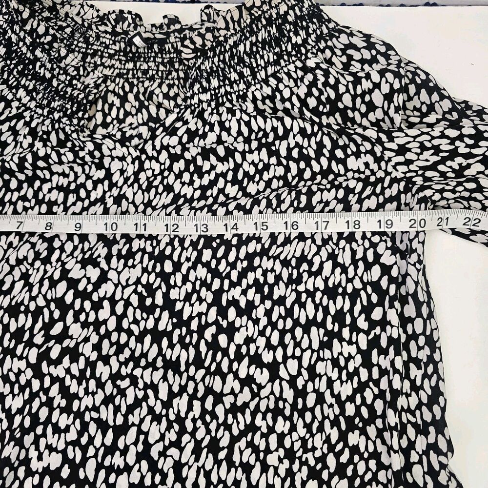 Talbots Long Sleeve Blouse Abstract Animal Print Sz Medium Ruffled Details V0446 - Picture 6 of 9